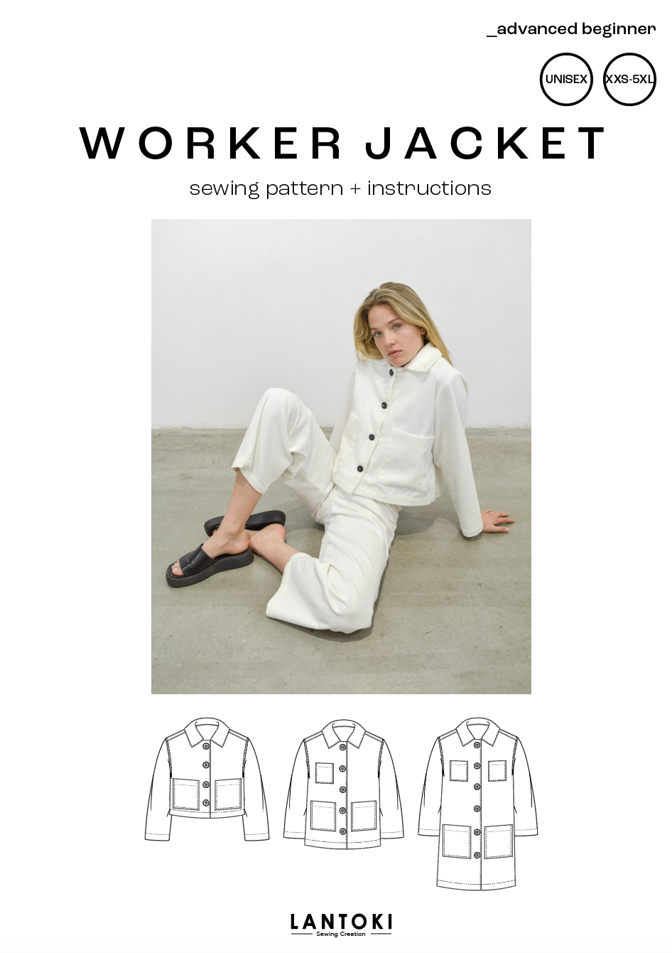 Lantoki Unisex Worker Jacket pattern ¡NUEVO!